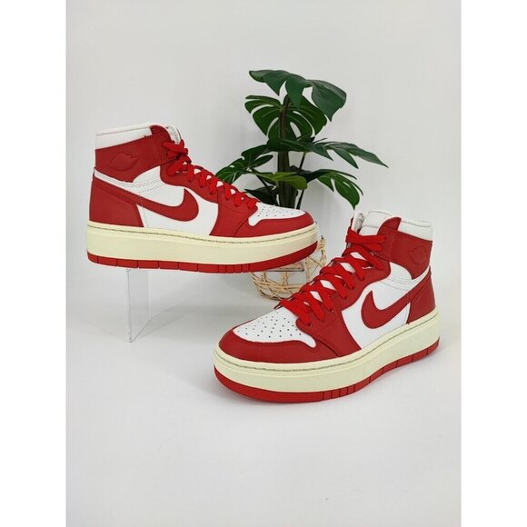 Nike Women’s Air Jordan 1 Elevate High Red/White Leather Shoes Size 10 US - Picture 1 of 9